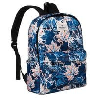 plecak szkolny w niebiesko-różowe liście zawieszony na regulowanych