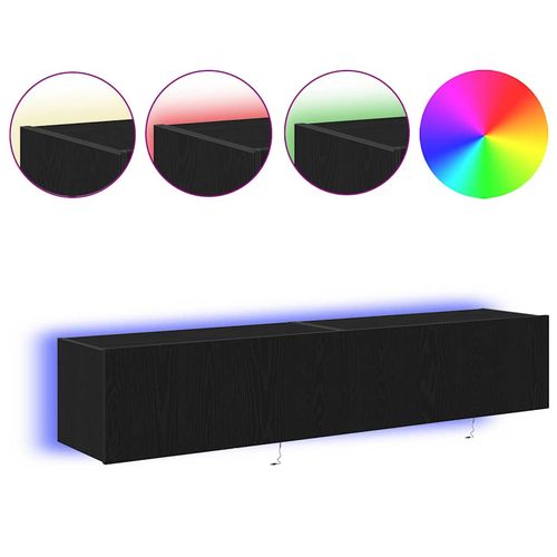 Szafka pod telewizor Ze LED Lights Czarny dąb 80 x 35 x 31 cm na Arena.pl