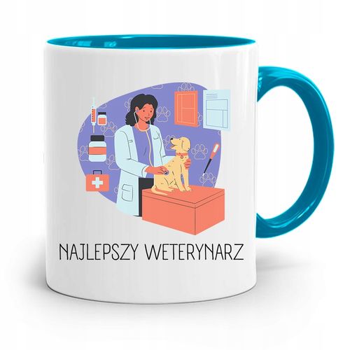 Kubek Błękitny Weterynarza Najlepszy Weterynarz Z Nadrukiem Ze Zdjęciem na Arena.pl