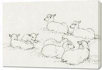 Obraz 100x70cm Sześć Owiec, Jean Bernard Vintage do Salonu