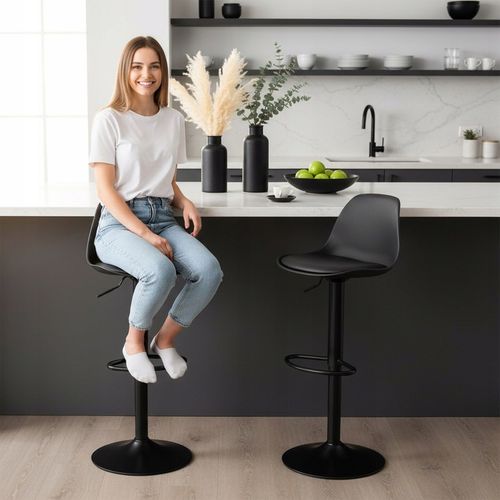 Hoker Barowy Obrotowy Stołek Krzesło Regulowane Tapicerowane Ekoskóra na Arena.pl