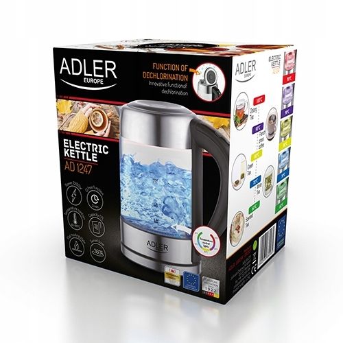 CZAJNIK ELEKTRYCZNY SZKLANY BEZPRZEWODOWY LED 1,7L REGULACJA TEMP 2200 na Arena.pl