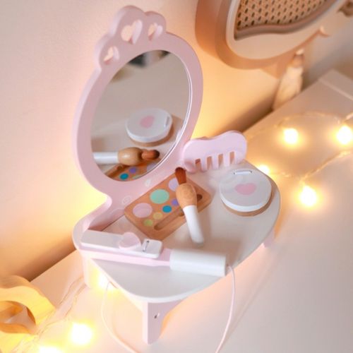 DLA DZIECI  DREWNIANA TOALETKA DLA DZIEWCZYNKI Z LUSTREM AKC na Arena.pl