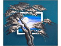 60X50CM LAZUROWY ZACHÓD SŁOŃCA OBRAZ ŚCIAN DREWNIANE