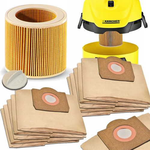 10X WYTRZYMAŁE WORKI + FILTR PUREY DO ODKURZACZA KARCHER WD3 200 MV3 SE4 na Arena.pl