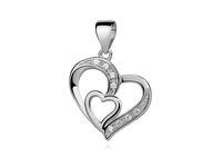 RODOWANY SREBRNY WISIOREK SERCE HEART CYRKONIE