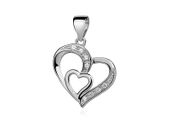 RODOWANY SREBRNY WISIOREK SERCE HEART CYRKONIE