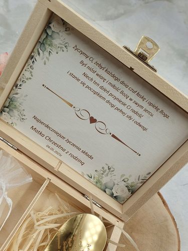 Pamiątka Komunii Świętej-PREZENT, pudełko. Różaniec i serduszko komplet na Arena.pl