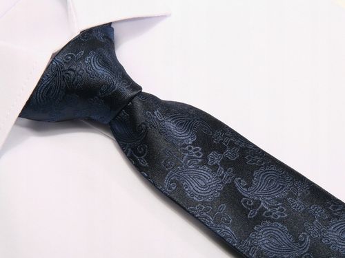 KRAWAT ŻAKARD GRANATOWY WZÓR [2005] na Arena.pl