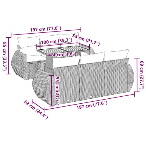 7-cz. zestaw wypoczynkowy do ogrodu, z poduszkami, szary na Arena.pl