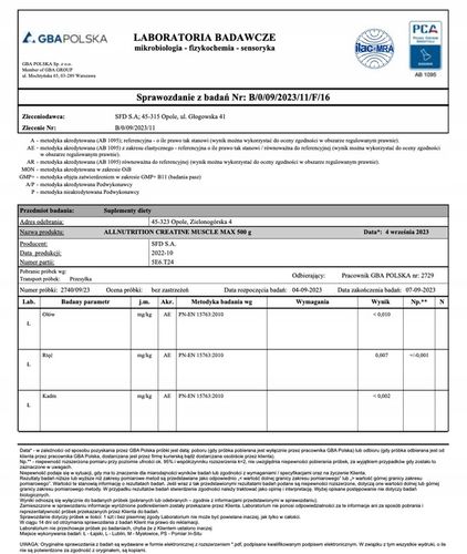 ALLNUTRITION CREATINE MUSCLE MAX 500G NATURALNY KREATYNA MONOHYDRAT MASA na Arena.pl