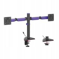 Uchwyt na 2 Monitory biurkowy 17-32 VESA 12kg podświetlenie RGB Spacetronik
