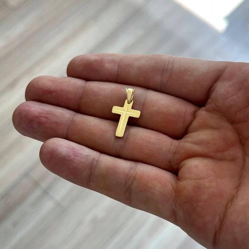 SREBRNY MAŁY POZŁACANY KRZYŻYK DIAMENTOWANY PR. 925 PIĘKNY KRZYŻ + GRAWER na Arena.pl