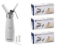 SYFON DO BITEJ ŚMIETANY DEKORATOR DOZOWNIK DOMOWY + NABOJE N2O 150SZT ZAPAS