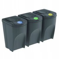 KOSZE POJEMNIKI SEGREGACJA ŚMIECI 3X35L SZARY KAMIENNY