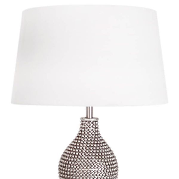 Abażurowa lampa stołowa Lofty 4001840-6508 do salonu biała srebrna zdjęcie 2