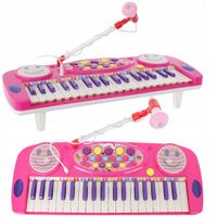 PIANINKO ORGANY RÓŻOWE MIKROFON BĘBENEK NAGRYWANIE
