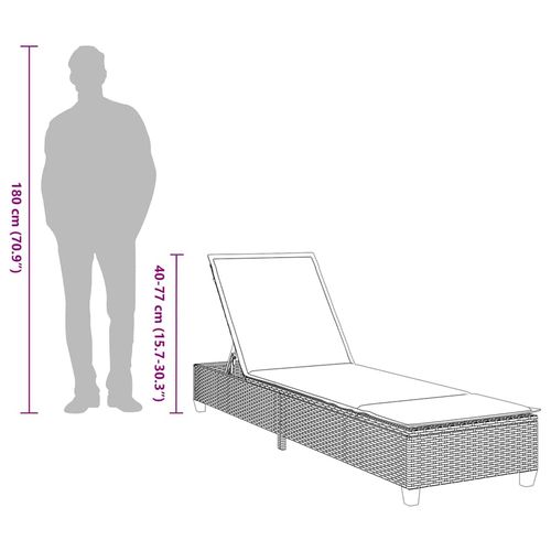 Leżak z poduszkami Jasnoszary 55x200x25,5cm Polirattan na Arena.pl