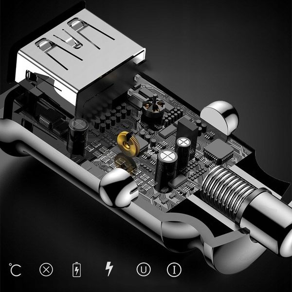 BASEUS MINI ŁADOWARKA SAMOCHODOWA 2x USB LED zdjęcie 3