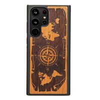 Drewniane Etui Bewood na Samsung Galaxy S23 Ultra RÓŻA WIATRÓW MERBAU