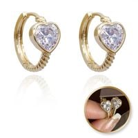 kolczyki ze stali szlachetnej platerowane 14k złote, cyrkonie serca kst3339