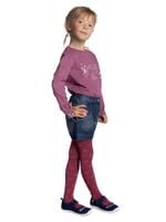 Rajstopy dziewczęce z lurexem serca wrzosowe 140-146 YOCLUB