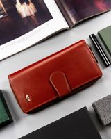 duży, skórzany portfel damski na zamek i zatrzask - peterson