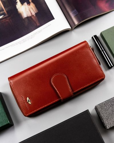 duży, skórzany portfel damski na zamek i zatrzask - peterson na Arena.pl