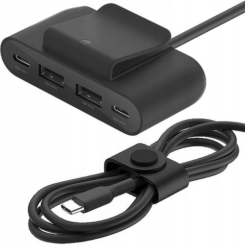 Belkin Hub USB-C do ładowania 30W, 2x USB-A, 2x USB-C 15W, 2m, czarny na Arena.pl