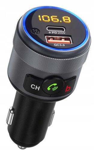 TRANSMITER FM BLUETOOTH 5.1 USB SZYBKA ŁADOWARKA QC 18W/PD 24W 12/24V BASS na Arena.pl