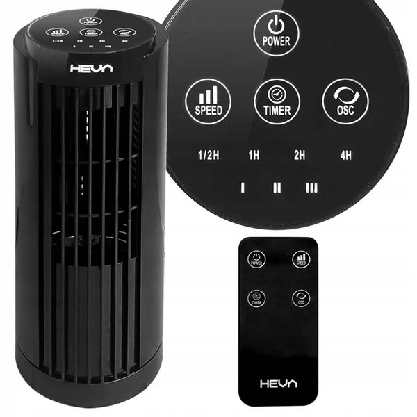 Wentylator kolumnowy HEVA PIX wiatrak biurkowy cichy stojący pilot LED zdjęcie 8