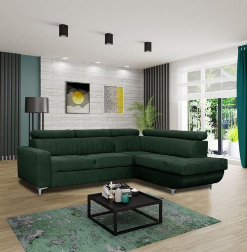 Narożnik do salonu BEST rogówka funkcja spania tapicerowany pojemnik na Arena.pl