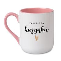KUBEK "ZAJEBISTA KUZYNKA" Wzór - Elegant Coffee Różowy 330 ml