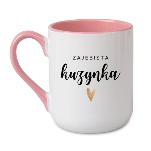KUBEK "ZAJEBISTA KUZYNKA" Wzór - Elegant Coffee Różowy 330 ml na Arena.pl