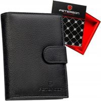 Portfel męski skórzany na zatrzask z RFID ochrona na karty bilon