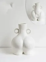 Nordycki ceramiczny wazon w kształcie ciała, biały M
