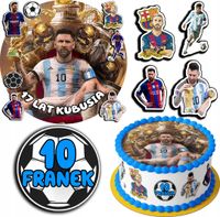 ZESTAW OPŁATEK NA TORT 20CM + 17 POSTACI - MESSI + IMIĘ 15CM 18CM
