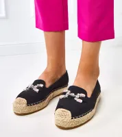 Czarne espadryle zdobione kamieniami Marlein 36