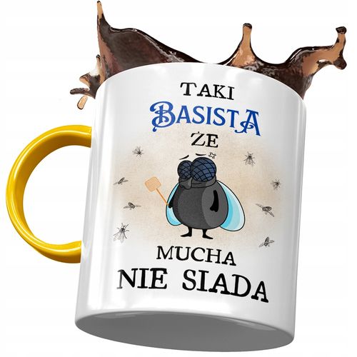 Kubek Żółty Dla Basisty Że Mucha Nie Siada Prezent Z Nadrukiem Ze Zdjęciem na Arena.pl