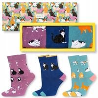 Kolorowe SKARPETKI KOTY pudełko SOXO śmieszny PREZENT dla DZIEWCZYNY 35-40