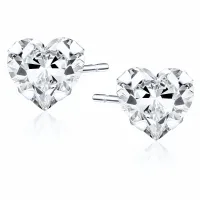 DELIKATNE SREBRNE KOLCZYKI SERCA SERDUSZKA HEART 5x5MM BIAŁE CYRKONIE