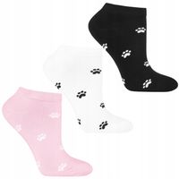 Skarpetki Damskie Stopki Bawełniane Urocze Łapki 3pary Kolorowe MORAJ 35-38