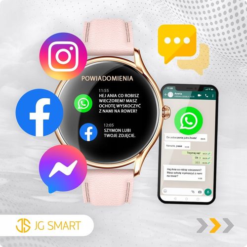 SMARTWATCH DAMSKI ZEGAREK PL MENU POWIADOMIENIA ROZMOWY SMART WATCH 4 PASKI na Arena.pl