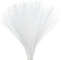 Białe Sztuczne Gałązki Ozdobne z Brokatem na Święta 67cm 20 Sztuk Zestaw