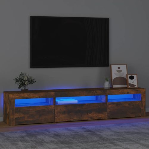 Szafka pod TV z oświetleniem LED, przydymiony dąb, 195x35x40 cm na Arena.pl