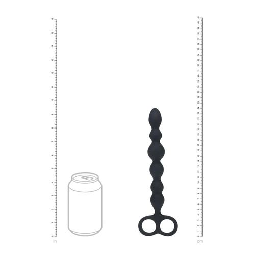beaded silicone anal probe with double loop - black na Arena.pl