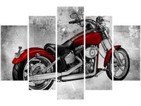 100CM 150CM OBRAZ 5 ELEM CZERWONY MOTOCYKL ŚCIENNY