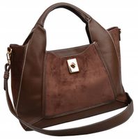 BESTINI torebka damska SHOPPER na ramię A4 ZAMSZ czekolada shopper