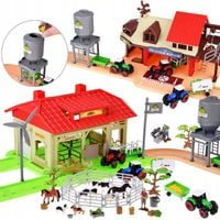 MEGA FARMA GOSPODARSTWO STODOŁA OBORA FGURKI ZWIERZĘTA DROGA + 3 TRAKTORY