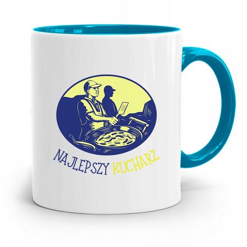Kubek Błękitny Dla Najlepszego Kucharza Prezent Z Nadrukiem Ze Zdjęciem na Arena.pl
